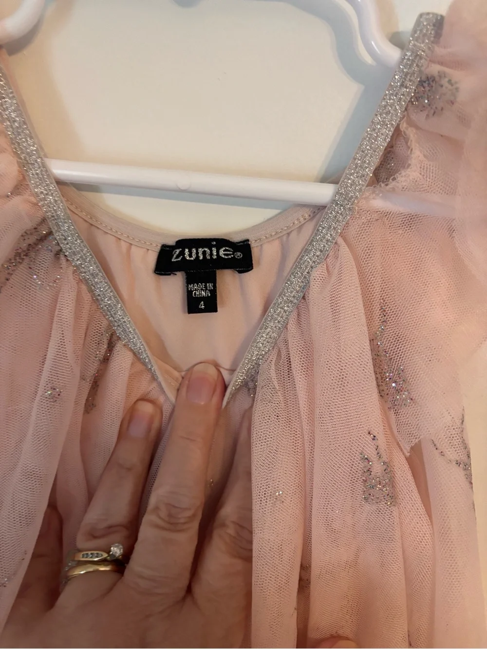 Zunie Blush Pink & Silver Tulle Party Dress with Glitter Univorns